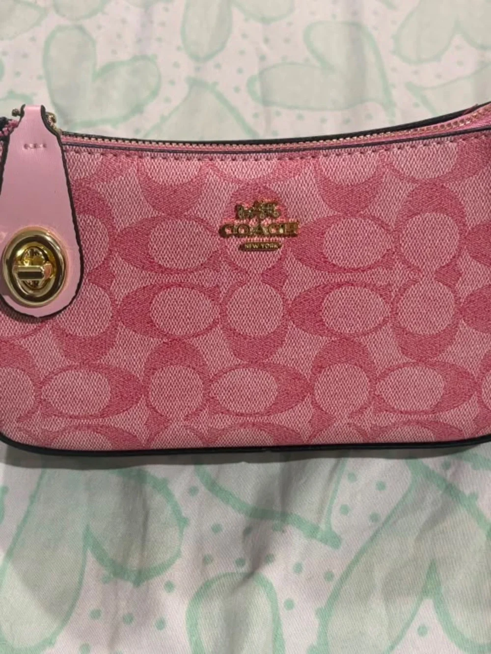 Coach Pink Signature Wristlet with Matching Card Case